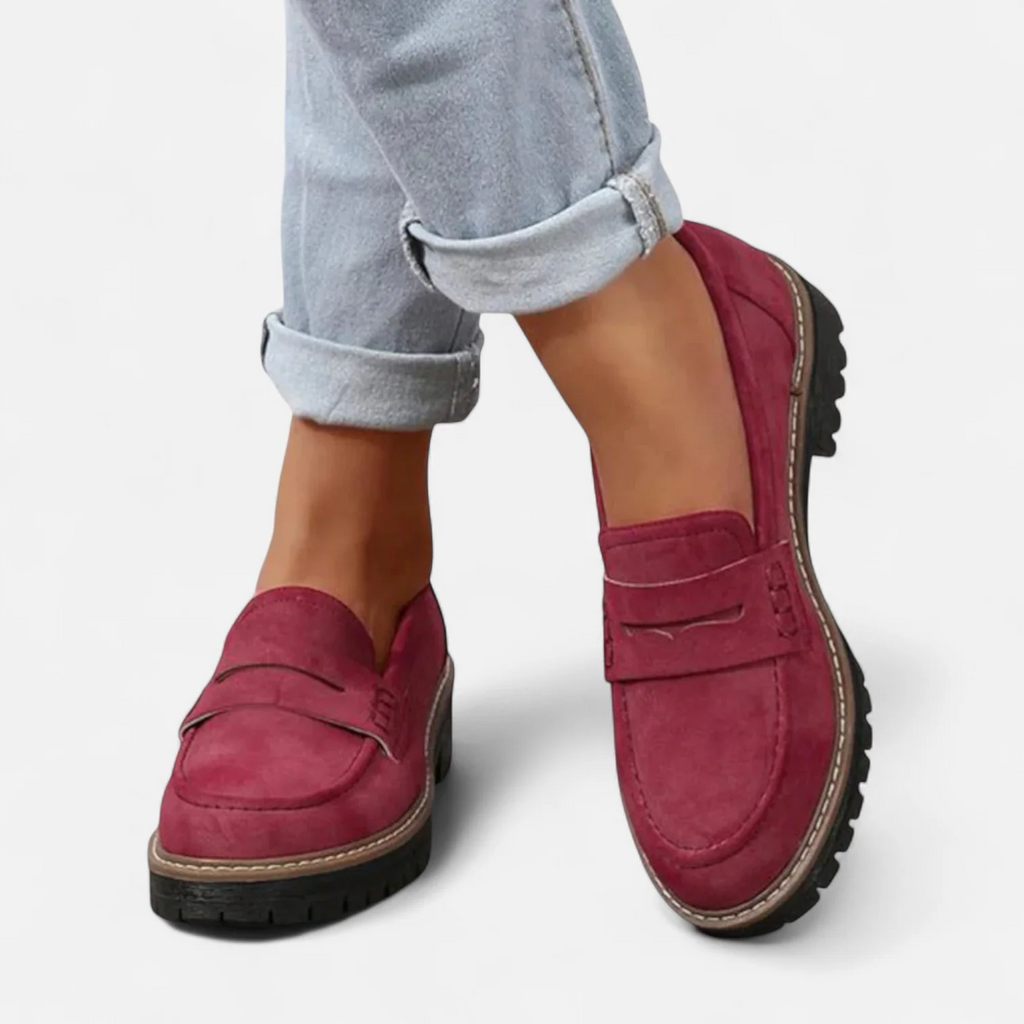 Chunky loafers met robuuste zool en comfortabele pasvorm in rood