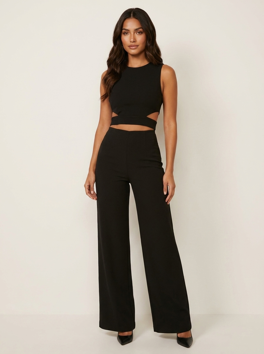 Co-ord set met cut-out details voor dames in groen