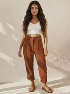 Corduroy broek met hoge taille en rechte pijpen
