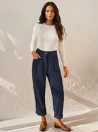 Corduroy broek met hoge taille en rechte pijpen