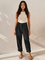 Corduroy broek met hoge taille en rechte pijpen