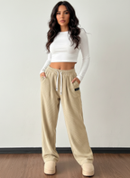 Corduroy jogger met elastische tailleband voor dames in beige