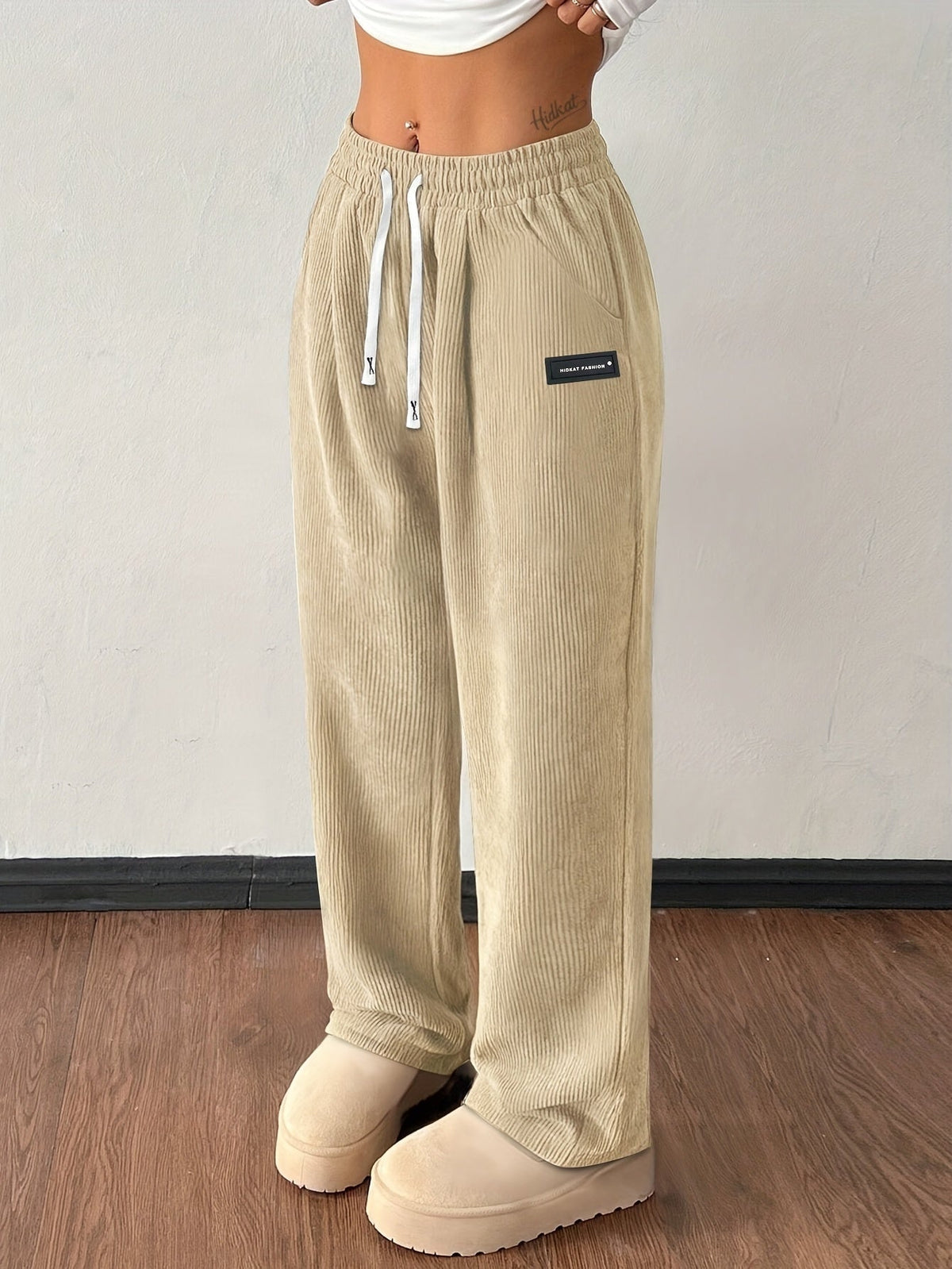 Corduroy jogger met elastische tailleband voor dames