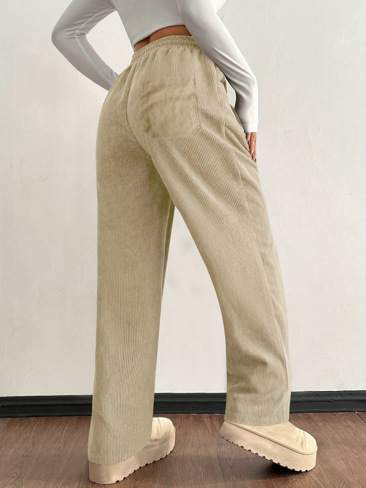 Corduroy jogger met elastische tailleband voor dames