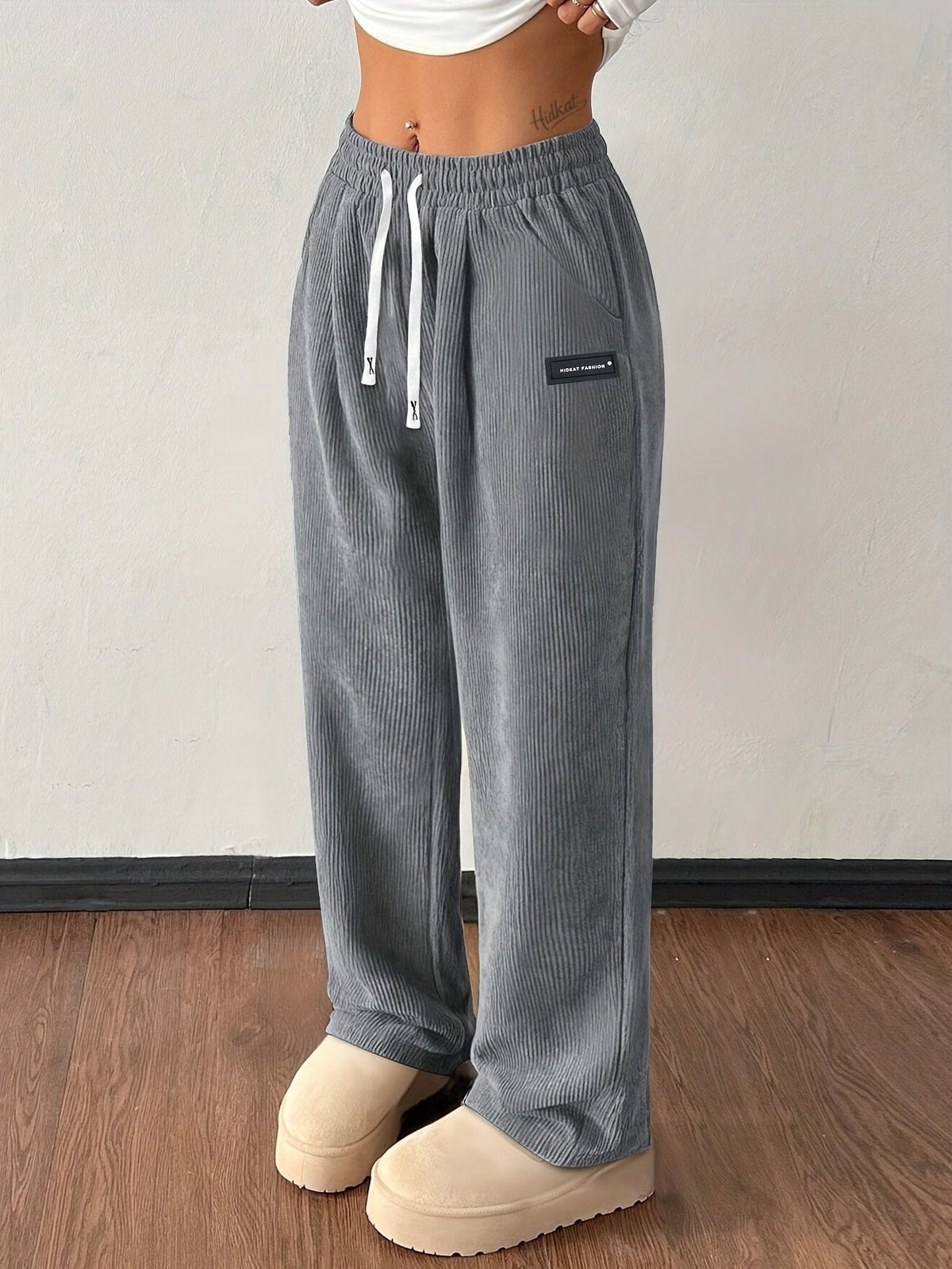 Corduroy jogger met elastische tailleband voor dames