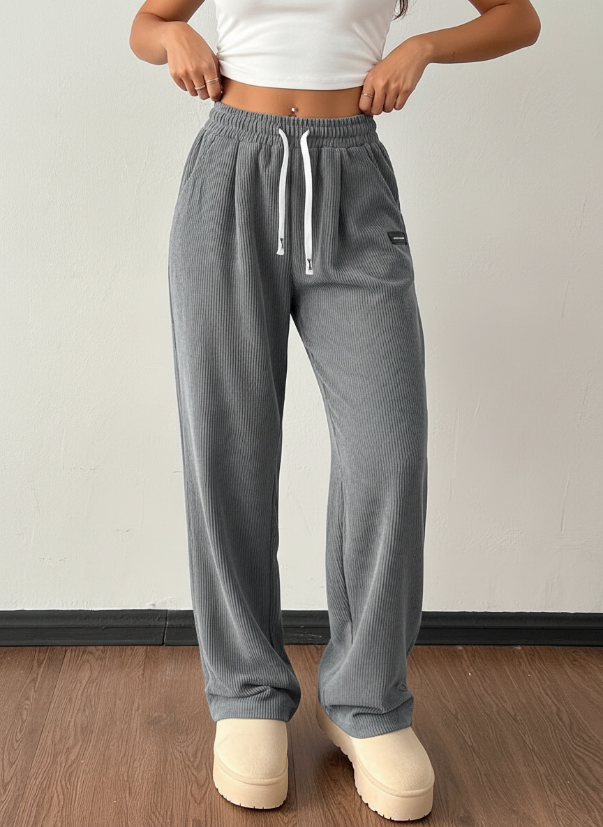 Corduroy jogger met elastische tailleband voor dames