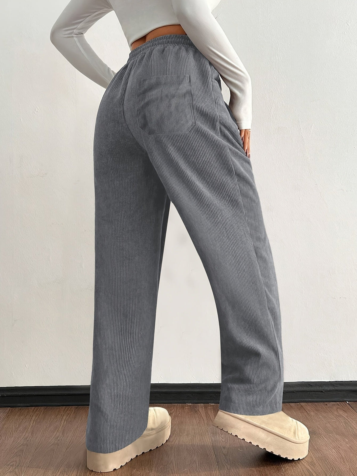 Corduroy jogger met elastische tailleband voor dames