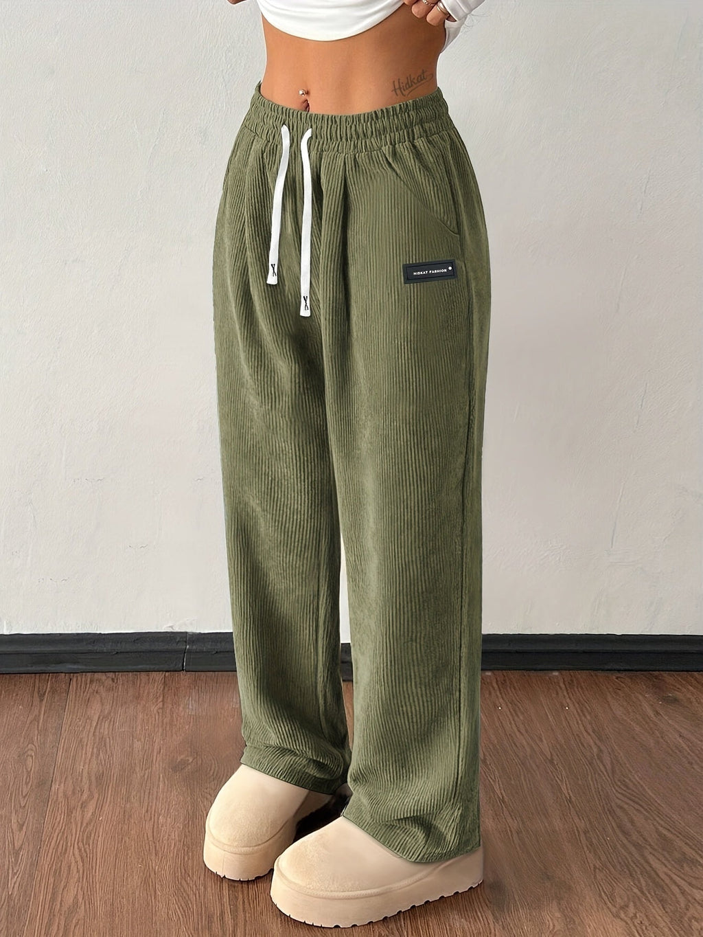 Corduroy jogger met elastische tailleband voor dames