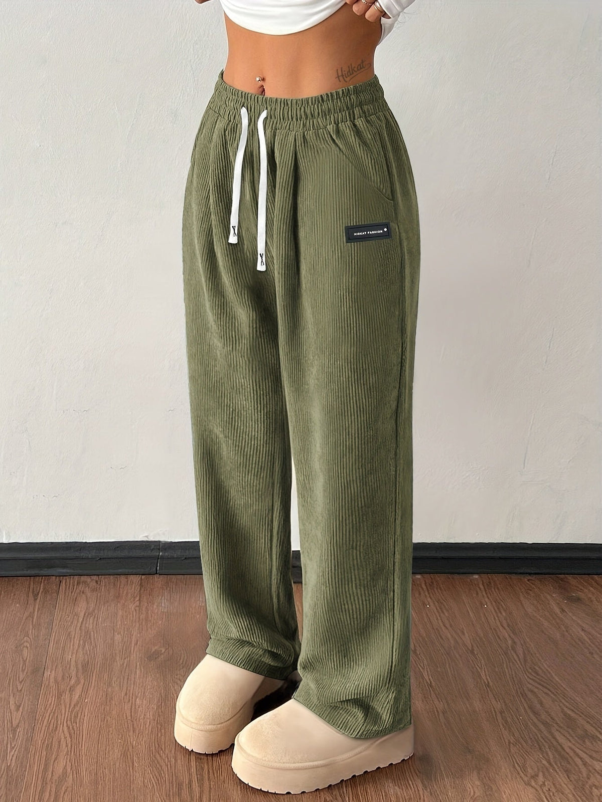 Corduroy jogger met elastische tailleband voor dames