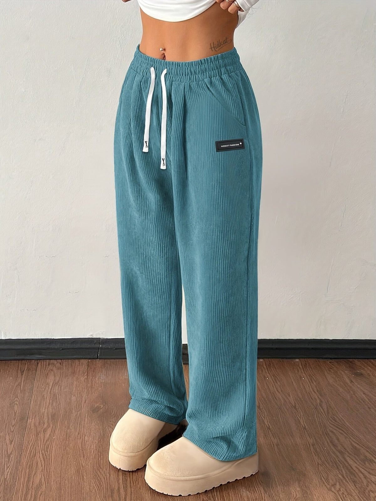 Corduroy jogger met elastische tailleband voor dames