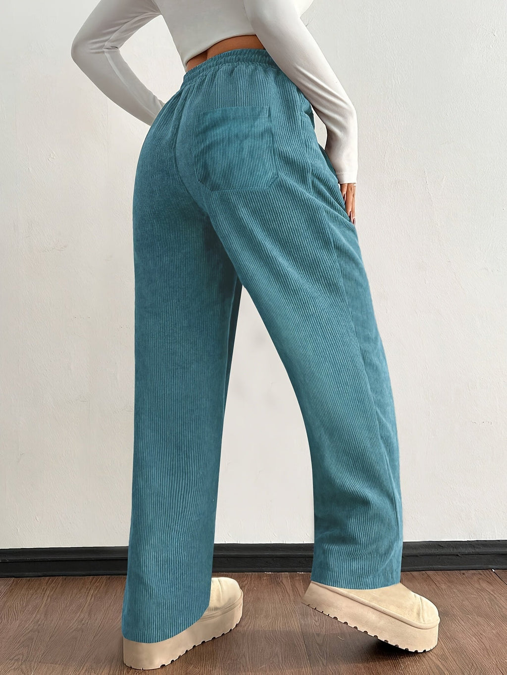 Corduroy jogger met elastische tailleband voor dames