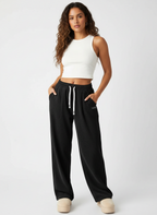 Corduroy jogger met elastische tailleband voor dames in zwart