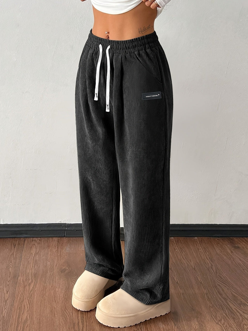 Corduroy jogger met elastische tailleband voor dames