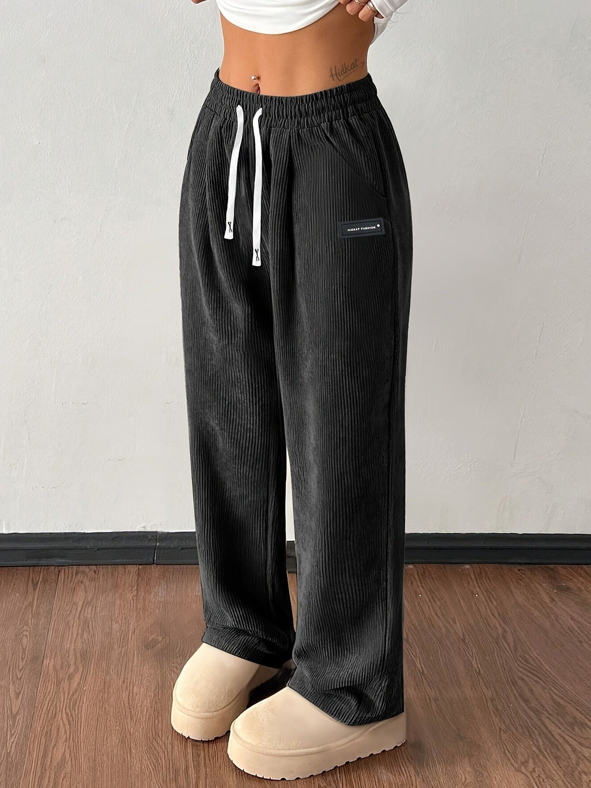 Corduroy jogger met elastische tailleband voor dames