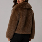 Cropped jasje met imitatiebont en oversized kraag voor dames