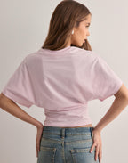 Cropped top met ronde hals en soepele mouwen