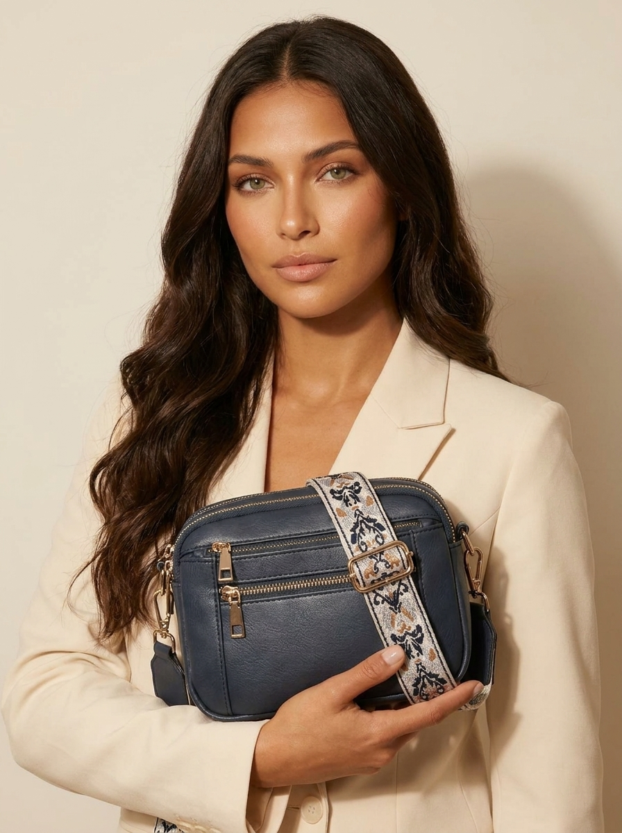Crossbody tas van kunstleer met meerdere vakken voor dames