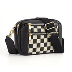 Crossbodytas met decoratieve schouderband voor dames in zwart geblokt