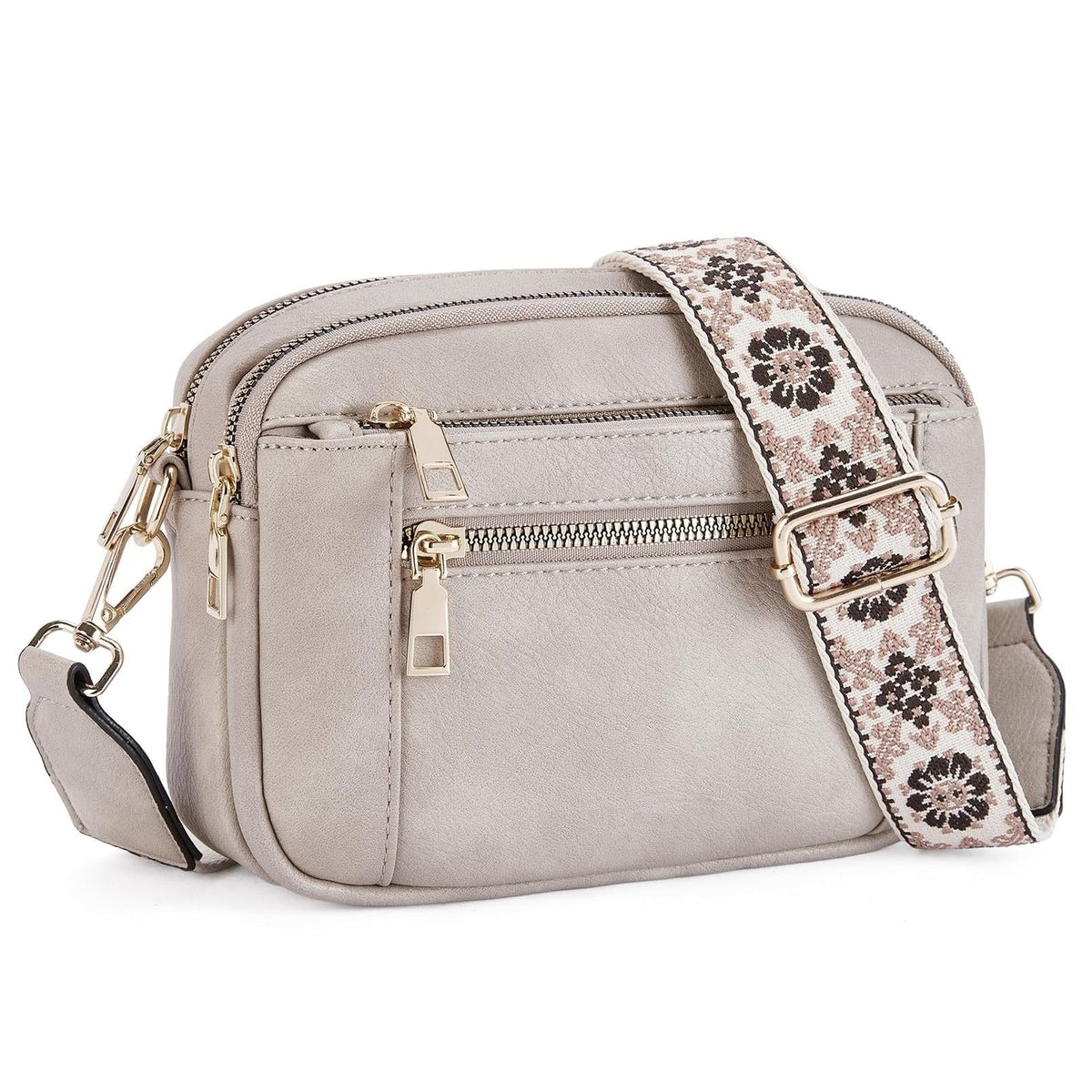 Crossbodytas met decoratieve schouderband voor dames in grijs