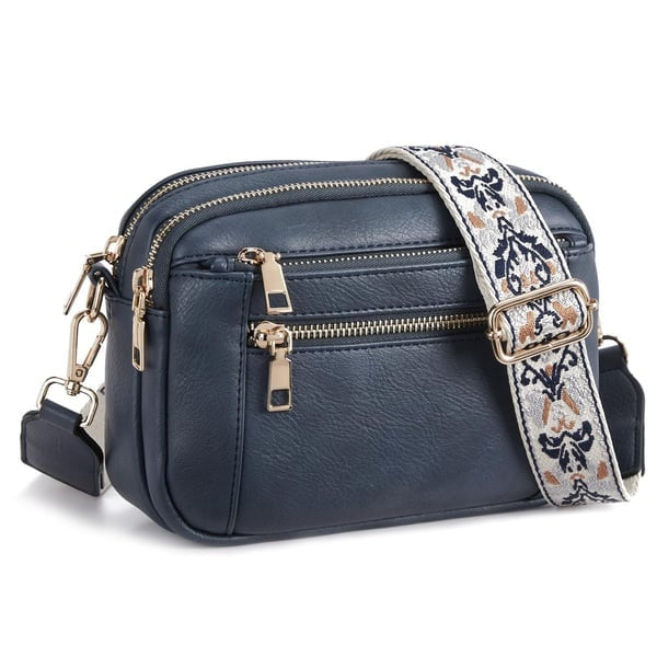 Crossbodytas met decoratieve schouderband voor dames in blauw