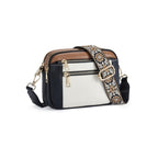 Crossbodytas met decoratieve schouderband voor dames in beige/zwart