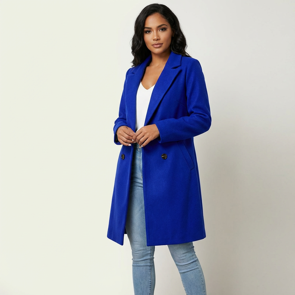 Jas met reverskraag en verfijnde knopen voor dames in marineblauw