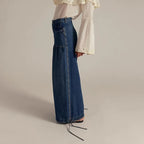 Denim harem jogger met elastische boorden voor dames