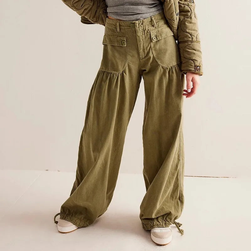Denim harem jogger met elastische boorden voor dames
