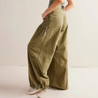Denim harem jogger met elastische boorden voor dames