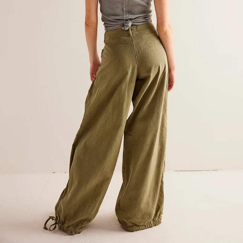 Denim harem jogger met elastische boorden voor dames