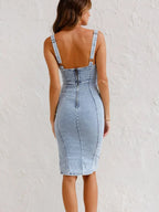 Denim midi-jurk met split