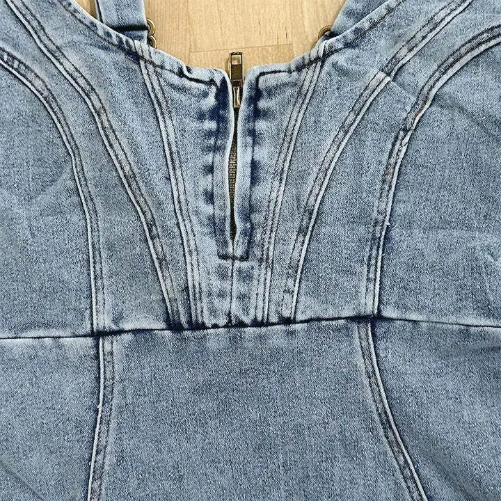 Denim midi-jurk met split