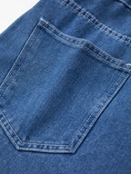 Denim tuinbroek met wijde pijpen en verstelbare bandjes voor dames in blauw
