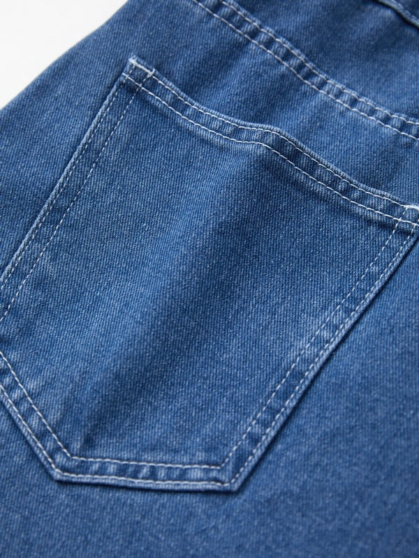 Denim tuinbroek met wijde pijpen en verstelbare bandjes voor dames in blauw