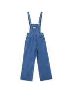 Denim tuinbroek met wijde pijpen en verstelbare bandjes voor dames in blauw