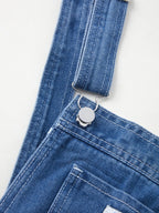 Denim tuinbroek met wijde pijpen en verstelbare bandjes voor dames in blauw