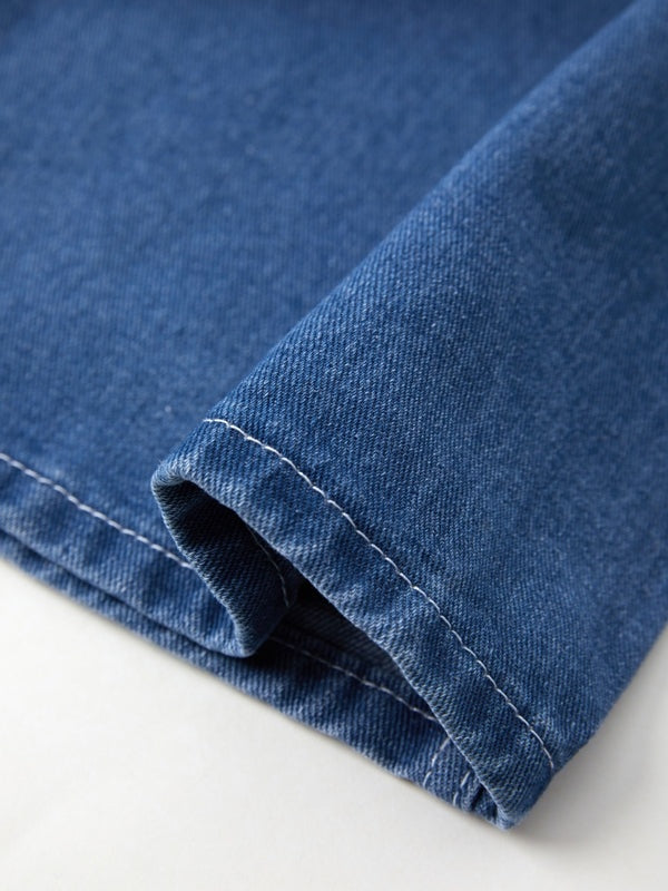 Denim tuinbroek met wijde pijpen en verstelbare bandjes voor dames in blauw