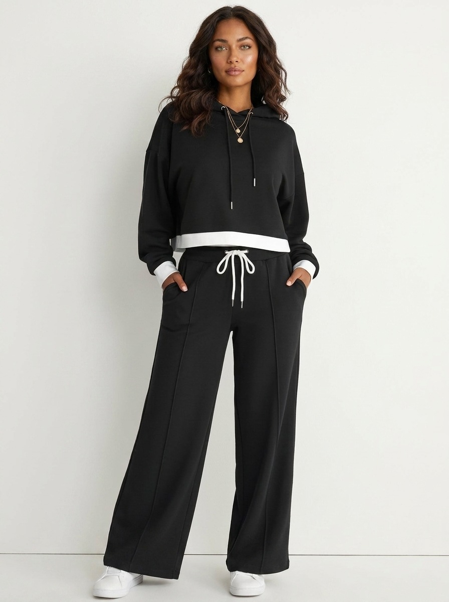 Loungeset met cropped hoodie en wide-leg broek voor dames