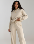 Loungeset met cropped hoodie en wide-leg broek voor dames in beige