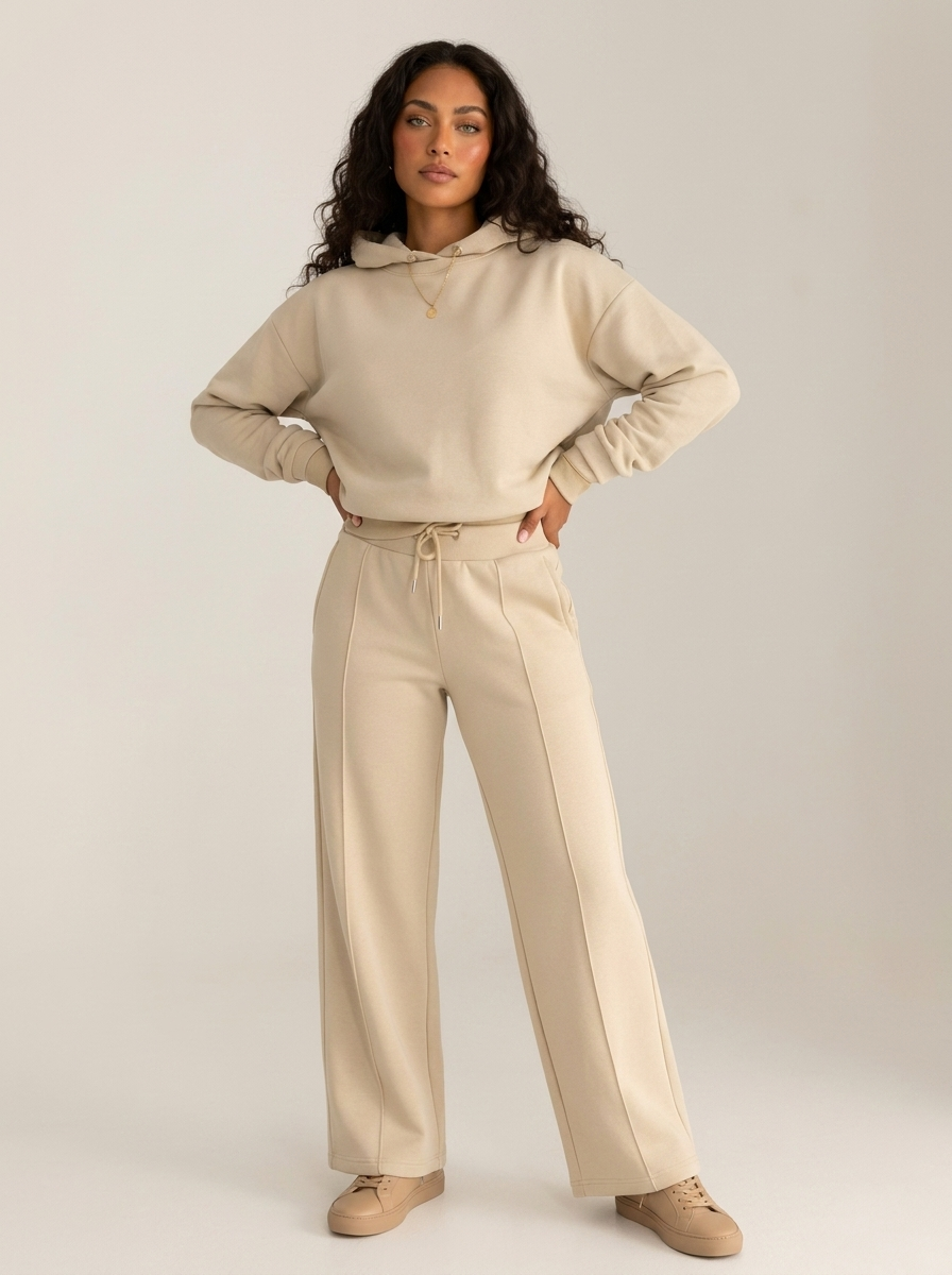 Loungeset met cropped hoodie en wide-leg broek voor dames