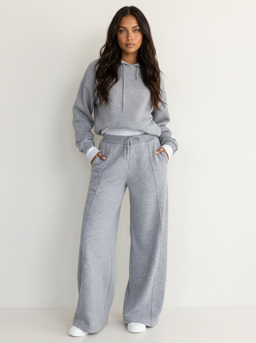 Loungeset met cropped hoodie en wide-leg broek voor dames