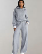 Loungeset met cropped hoodie en wide-leg broek voor dames in grijs