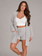 Driedelige pyjamaset met crop top, vest en short voor dames