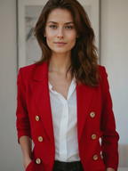 Dubbelrijige blazer met goudkleurige knopen voor dames