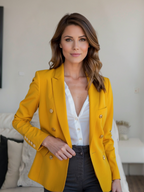 Dubbelrijige blazer met goudkleurige knopen voor dames