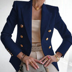Dubbelrijige blazer met goudkleurige knopen voor dames