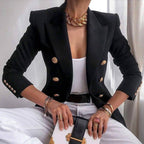 Dubbelrijige blazer met goudkleurige knopen voor dames