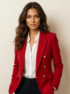 Dubbelrijige blazer met goudkleurige knopen voor dames in rood