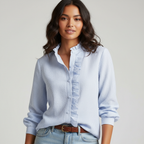 Elegante blouse met verfijnde details en soepele pasvorm voor dames in blauw
