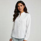 Elegante blouse met verfijnde details en soepele pasvorm voor dames in wit